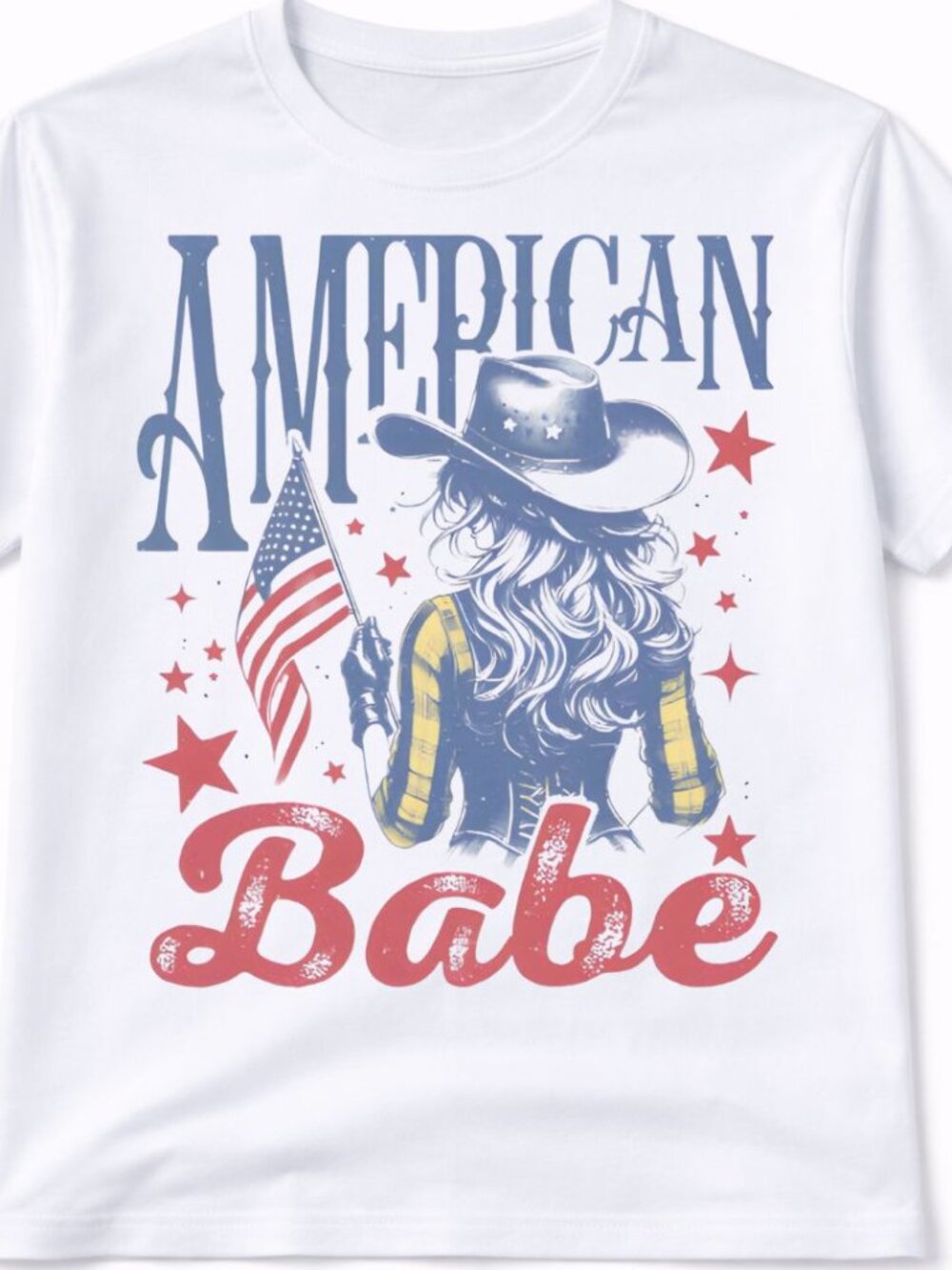 American Babe USA Flag Graphic T Shirt Trendy Short Sleeve Tee Womens Tops White